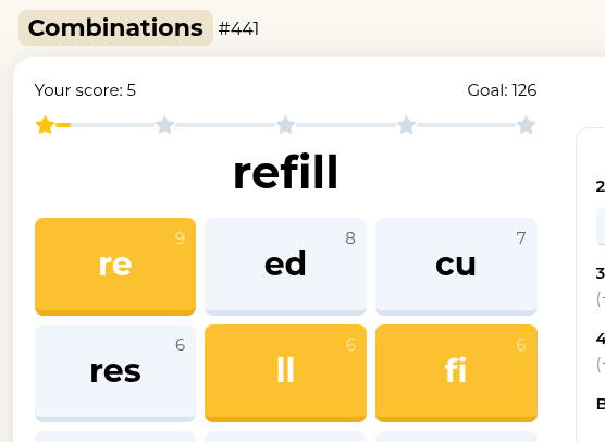 Player entering the first word guess